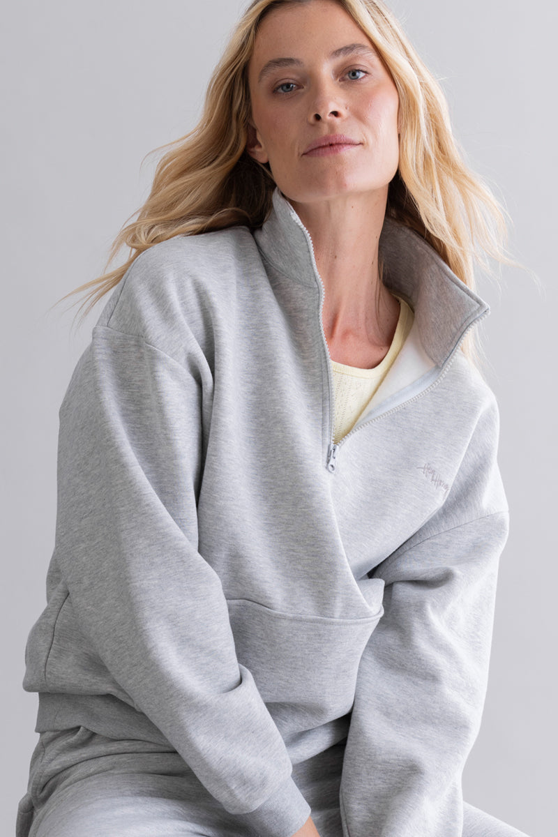 Zip Sweater Grey Melange