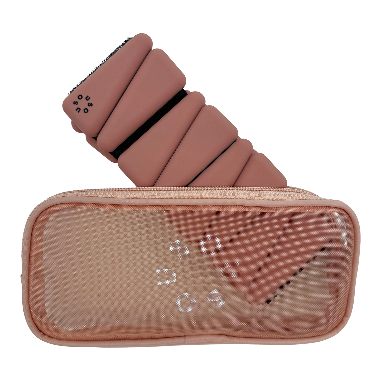 Flache Edelstahl Trinkflasche (480 ml) & Fitness Gewichte für Fuß- und Handgelenke im Set (2 x 0,5kg) blush