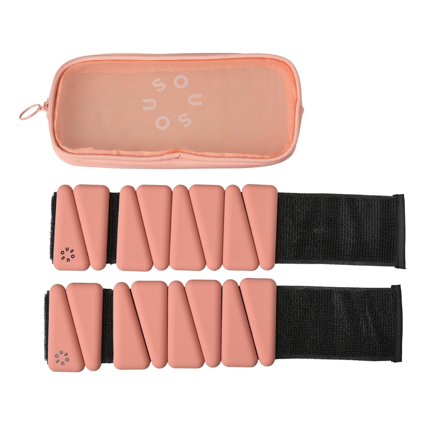 Flache Edelstahl Trinkflasche (480 ml) & Fitness Gewichte für Fuß- und Handgelenke im Set (2 x 0,5kg) blush