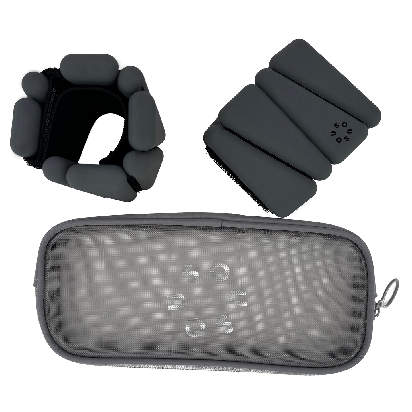 SouSou adjustable fitness weights for ankles and wrists in a set (2 x 0.5 kg) - stone / grey