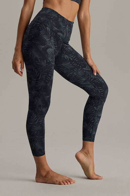 Leggings Cropped Palm Teal