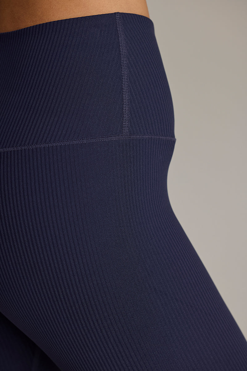 Leggings Cropped Ribbed Baritone Blue