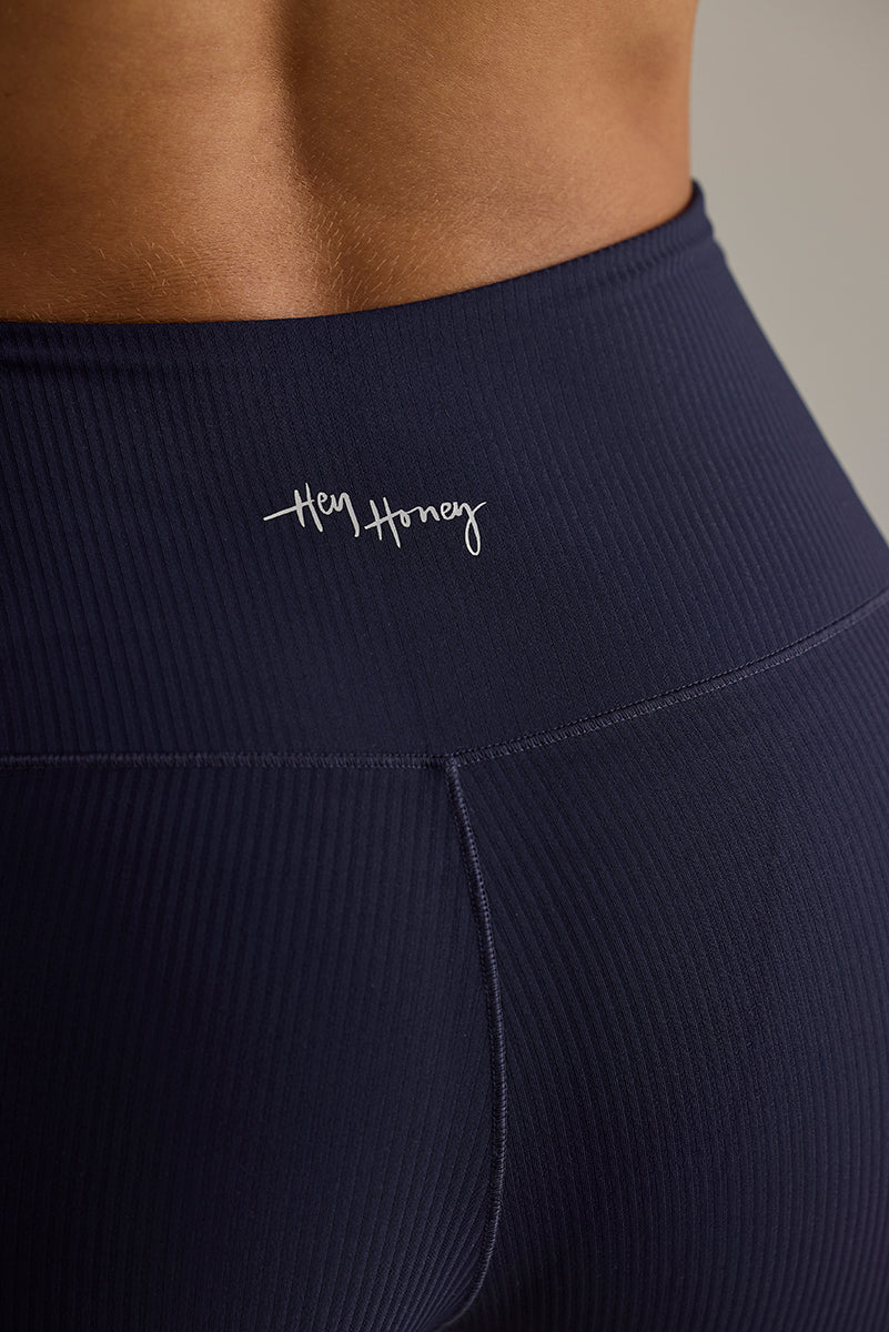 Leggings Cropped Ribbed Baritone Blue